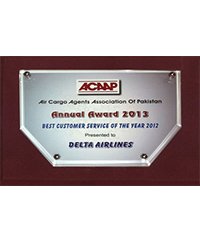 Best Customer Services Airline 2012 plaque