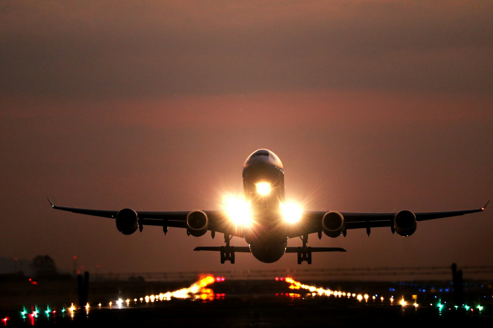 Aircraft taking off at night